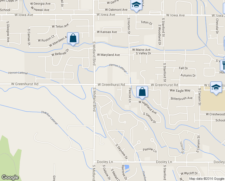 map of restaurants, bars, coffee shops, grocery stores, and more near 847 West San Francisco Place in Nampa