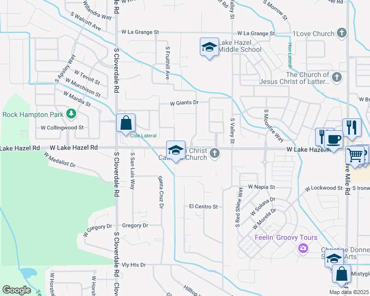 map of restaurants, bars, coffee shops, grocery stores, and more near 11711 Lake Hazel Road in Boise