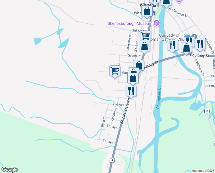 map of restaurants, bars, coffee shops, grocery stores, and more near 29 Adams Street in Whitehall