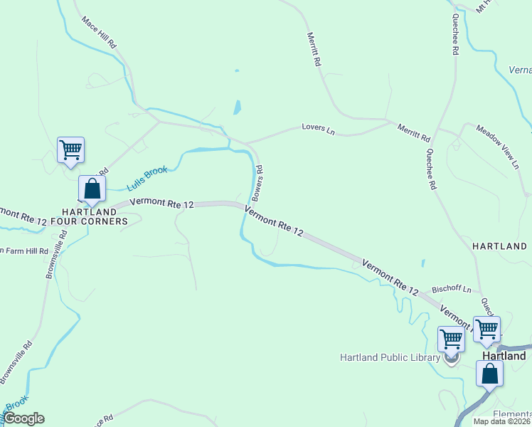 map of restaurants, bars, coffee shops, grocery stores, and more near 89 Vermont 12 in Hartland