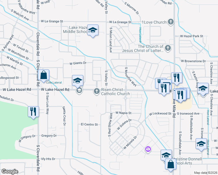 map of restaurants, bars, coffee shops, grocery stores, and more near 11360 West Lake Hazel Road in Boise