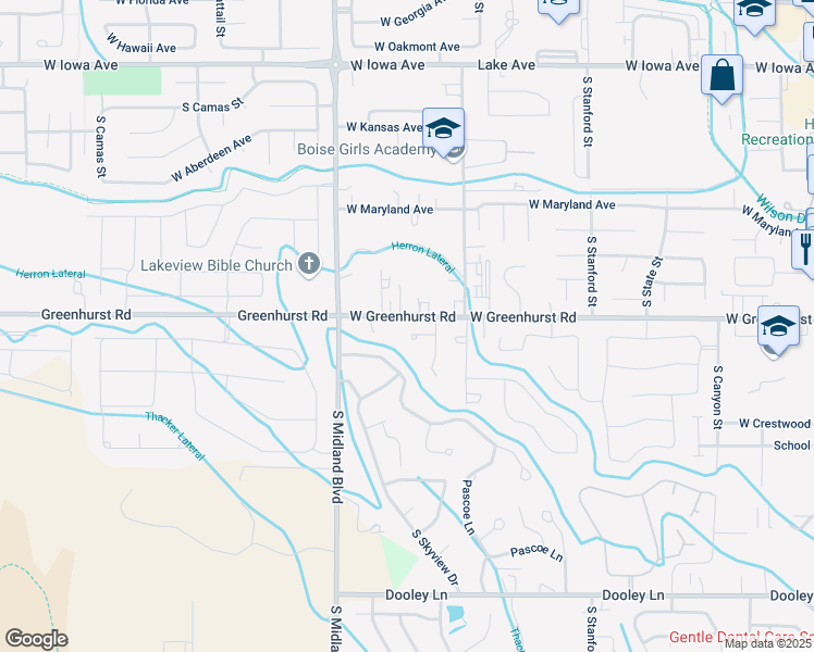 map of restaurants, bars, coffee shops, grocery stores, and more near 847 West San Francisco Place in Nampa
