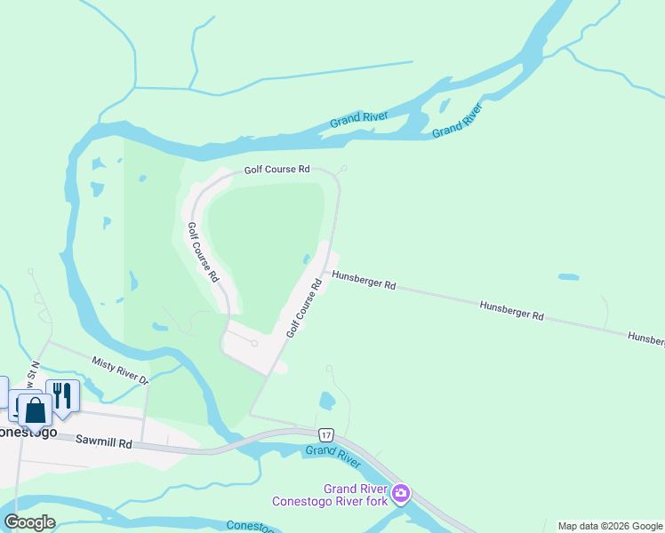 map of restaurants, bars, coffee shops, grocery stores, and more near 173 Golf Course Road in Conestogo