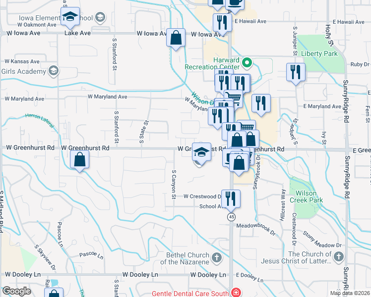 map of restaurants, bars, coffee shops, grocery stores, and more near 2326-2398 S Canyon St in Nampa