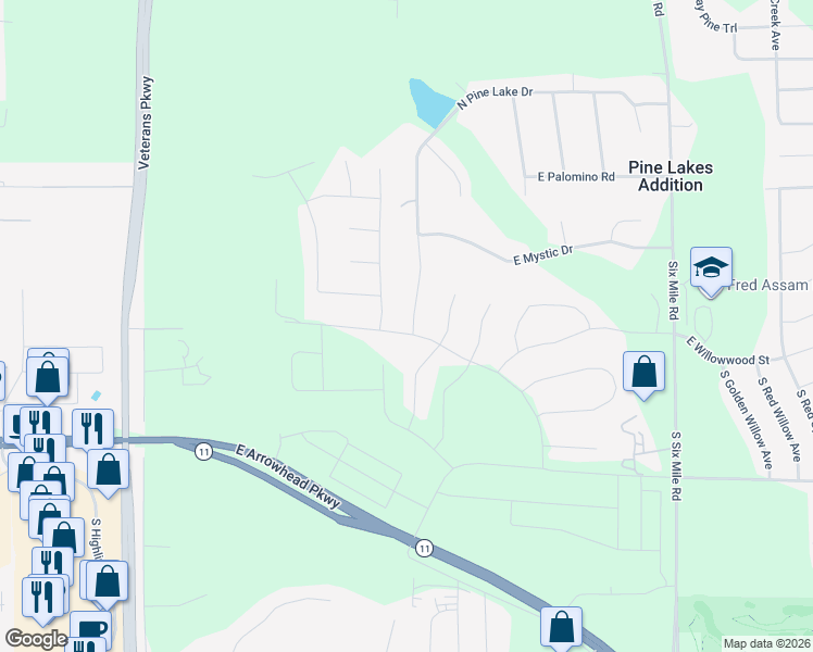 map of restaurants, bars, coffee shops, grocery stores, and more near 300 North Pine Lake Drive in Sioux Falls
