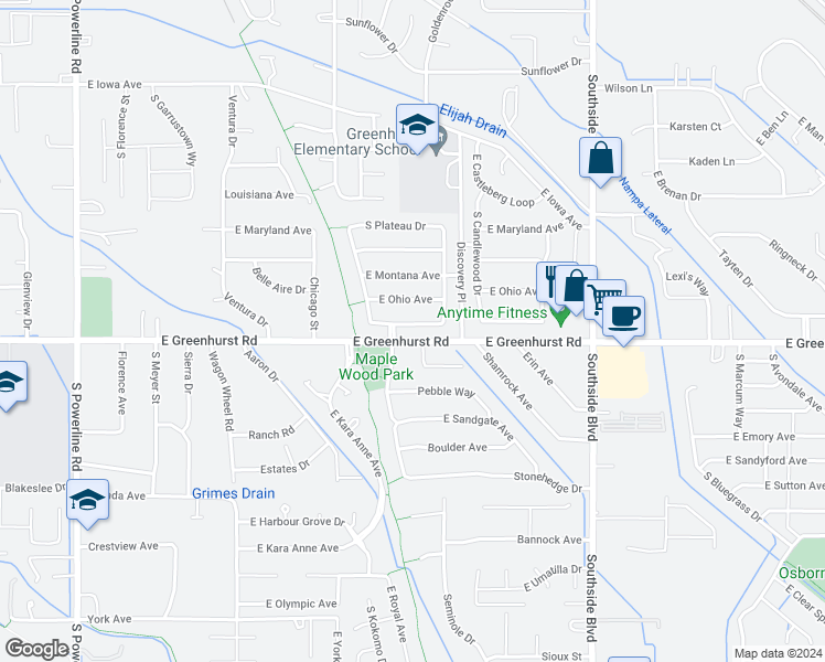 map of restaurants, bars, coffee shops, grocery stores, and more near 2511 East Pennsylvania Avenue in Nampa