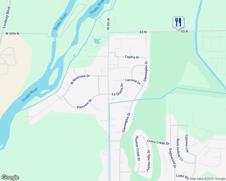 map of restaurants, bars, coffee shops, grocery stores, and more near 475 Lacosta Drive in Idaho Falls