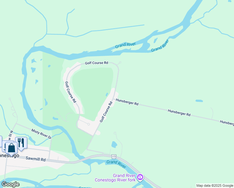 map of restaurants, bars, coffee shops, grocery stores, and more near 179 Golf Course Road in Conestogo