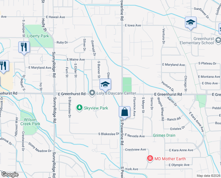 map of restaurants, bars, coffee shops, grocery stores, and more near 2124 Glenview Drive in Nampa
