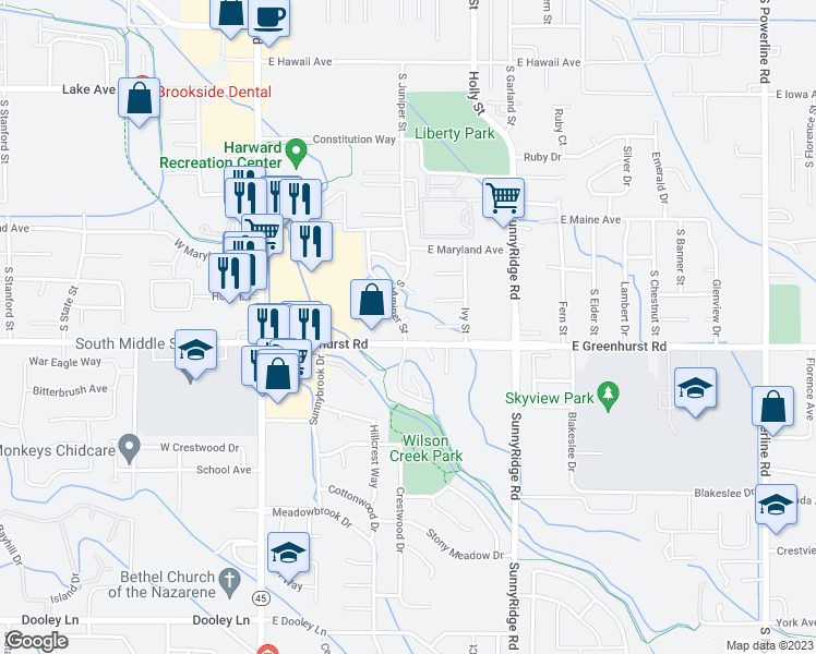 map of restaurants, bars, coffee shops, grocery stores, and more near 2214 South Juniper Street in Nampa