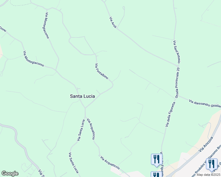 map of restaurants, bars, coffee shops, grocery stores, and more near 11 Via Fontalbino in Provincia di Ancona