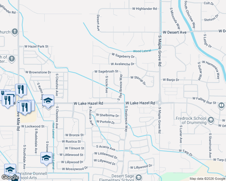 map of restaurants, bars, coffee shops, grocery stores, and more near 6159 South Sea Breeze Way in Boise