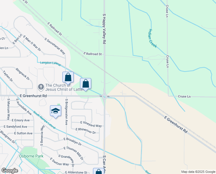 map of restaurants, bars, coffee shops, grocery stores, and more near 2124 South Happy Valley Road in Nampa