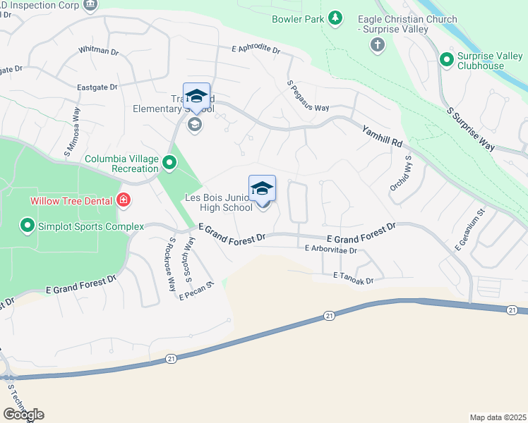 map of restaurants, bars, coffee shops, grocery stores, and more near 4150 East Grand Forest Drive in Boise