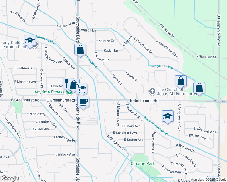 map of restaurants, bars, coffee shops, grocery stores, and more near 3502 East Greenhurst Road in Nampa