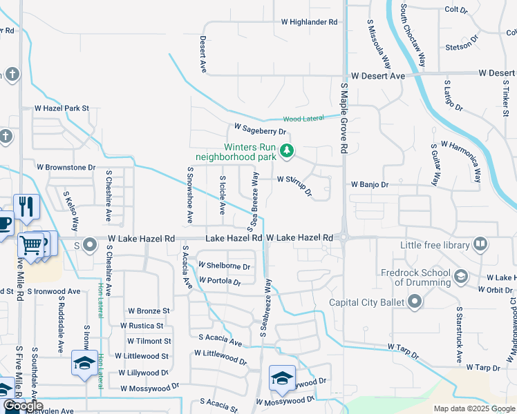 map of restaurants, bars, coffee shops, grocery stores, and more near 6052 South Sea Breeze Way in Boise
