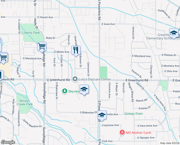 map of restaurants, bars, coffee shops, grocery stores, and more near 2124 Glenview Drive in Nampa