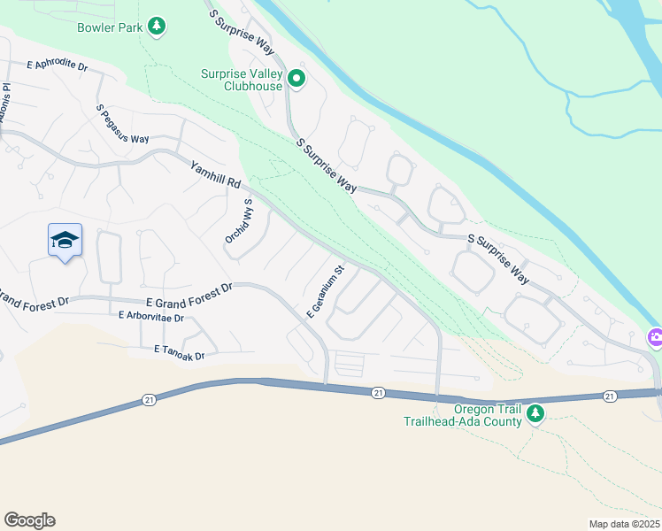 map of restaurants, bars, coffee shops, grocery stores, and more near 5952 South Wallflower Place in Boise