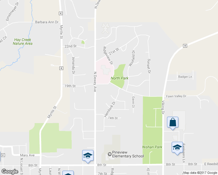 map of restaurants, bars, coffee shops, grocery stores, and more near 1210 19th Street in Reedsburg