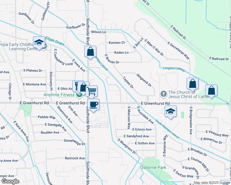 map of restaurants, bars, coffee shops, grocery stores, and more near 2273 Lexi's Lane in Nampa