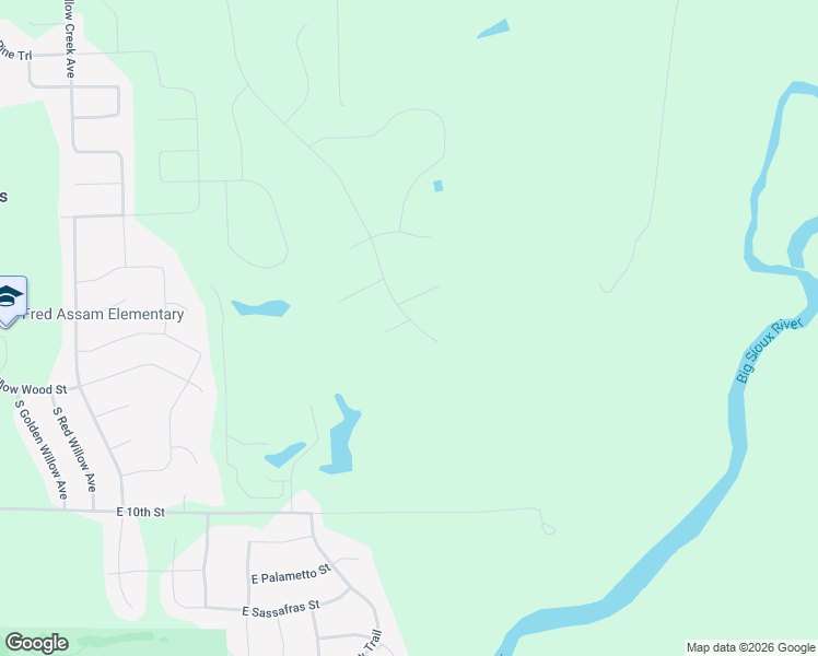 map of restaurants, bars, coffee shops, grocery stores, and more near 9043 265th Street in Sioux Falls