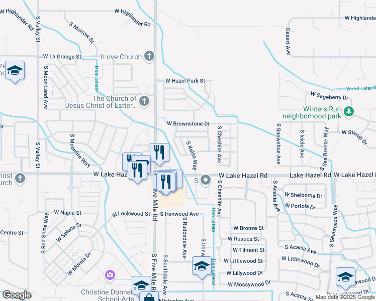 map of restaurants, bars, coffee shops, grocery stores, and more near 6065 South Kelso Way in Boise