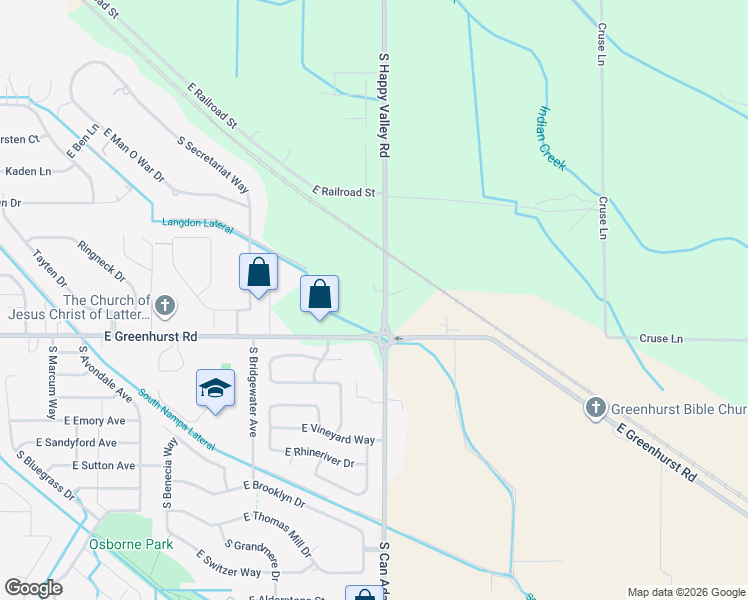 map of restaurants, bars, coffee shops, grocery stores, and more near 2109 South Happy Valley Road in Nampa