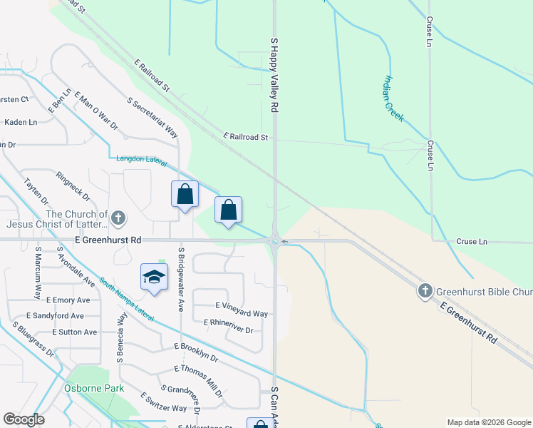map of restaurants, bars, coffee shops, grocery stores, and more near 2109 South Happy Valley Road in Nampa