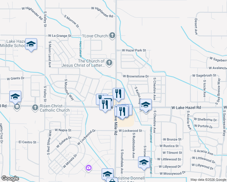 map of restaurants, bars, coffee shops, grocery stores, and more near 6044 South Jessenia Lane in Boise