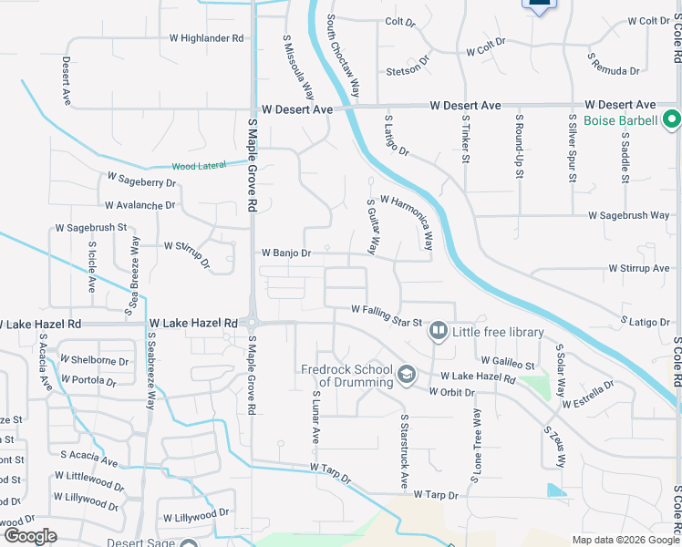 map of restaurants, bars, coffee shops, grocery stores, and more near 8698 West Dulcimer Street in Boise