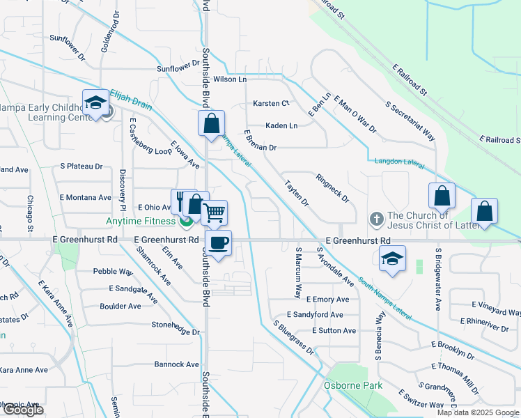 map of restaurants, bars, coffee shops, grocery stores, and more near 2273 Lexi's Lane in Nampa
