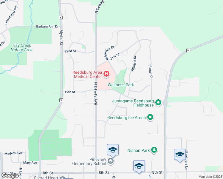 map of restaurants, bars, coffee shops, grocery stores, and more near 1210 19th Street in Reedsburg