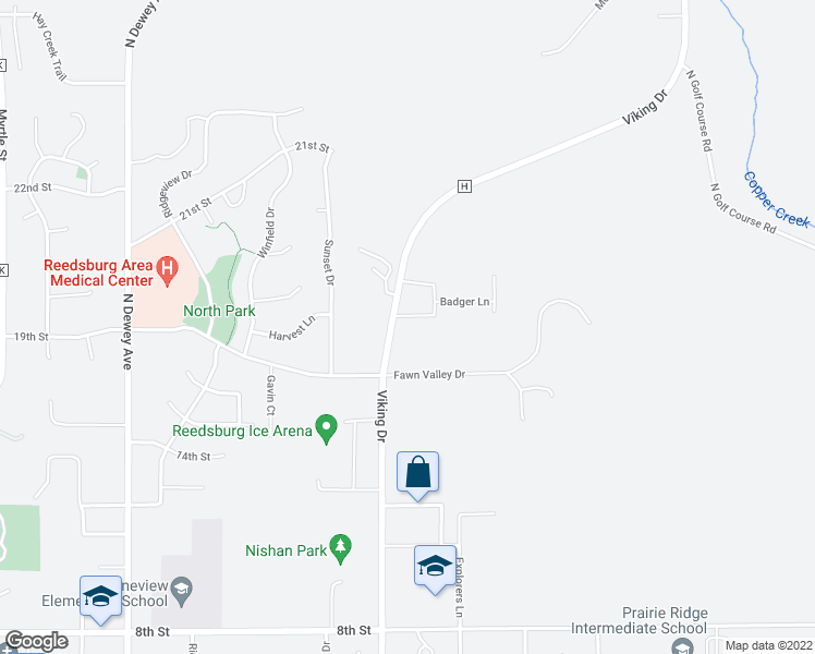 map of restaurants, bars, coffee shops, grocery stores, and more near 2000 Viking Drive in Reedsburg