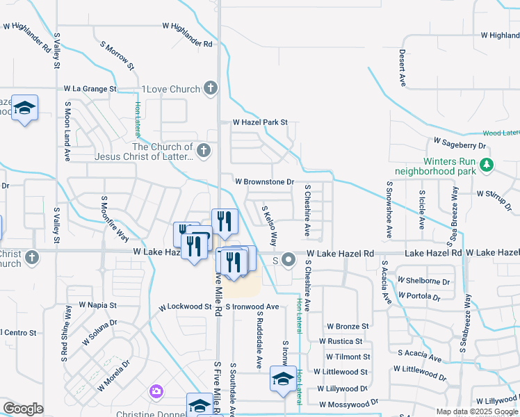 map of restaurants, bars, coffee shops, grocery stores, and more near 6065 South Kelso Way in Boise