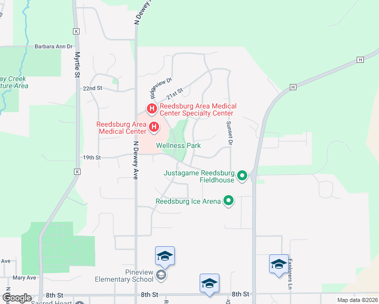 map of restaurants, bars, coffee shops, grocery stores, and more near 1902 Winfield Drive in Reedsburg