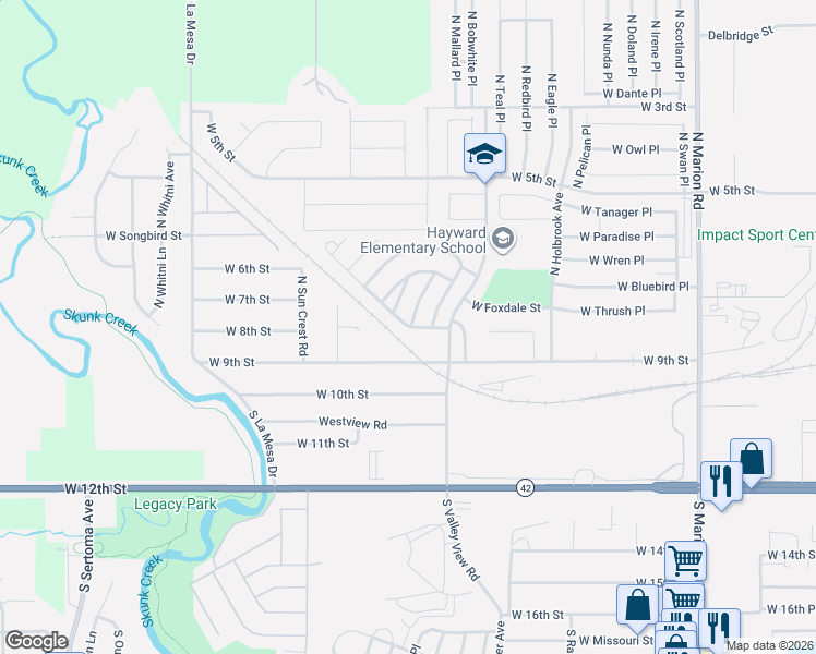 map of restaurants, bars, coffee shops, grocery stores, and more near 6315-6411 West Pine Meadows Place in Sioux Falls