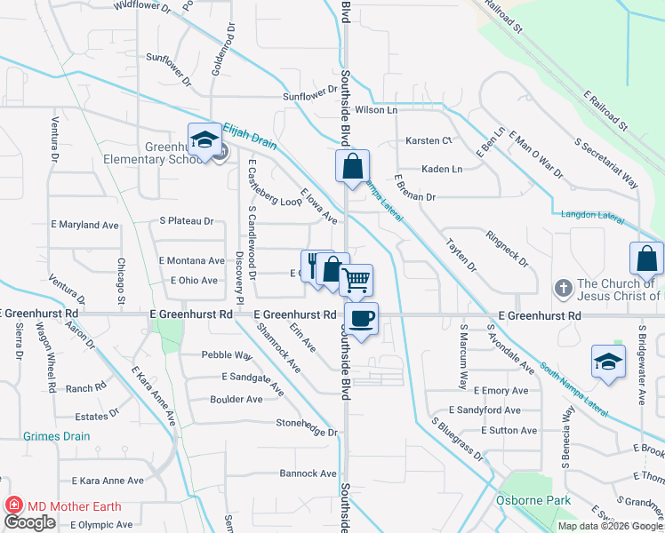 map of restaurants, bars, coffee shops, grocery stores, and more near 3000 East Ohio Avenue in Nampa