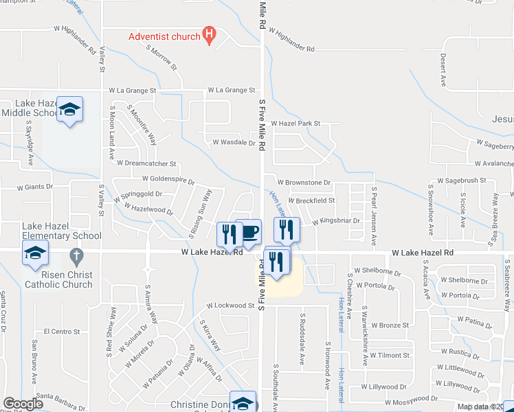 map of restaurants, bars, coffee shops, grocery stores, and more near 6044 South Jessenia Lane in Boise