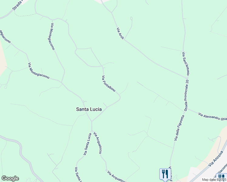 map of restaurants, bars, coffee shops, grocery stores, and more near 11 Via Fontalbino in Provincia di Ancona