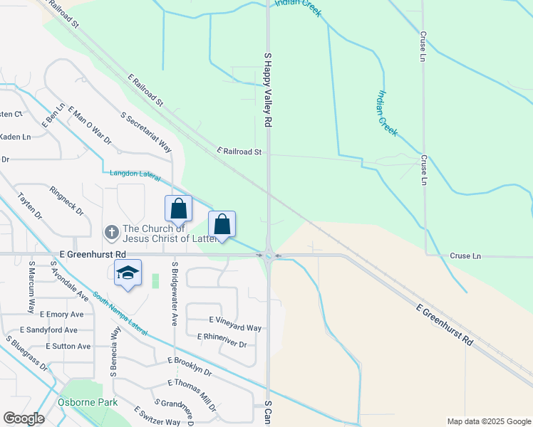 map of restaurants, bars, coffee shops, grocery stores, and more near 2124 South Happy Valley Road in Nampa