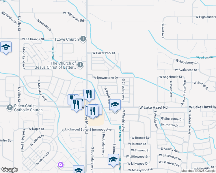 map of restaurants, bars, coffee shops, grocery stores, and more near 6065 South Kelso Way in Boise
