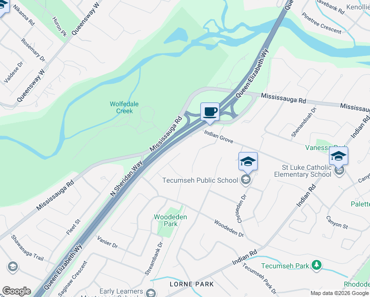 map of restaurants, bars, coffee shops, grocery stores, and more near 850 Chippenham Drive in Mississauga