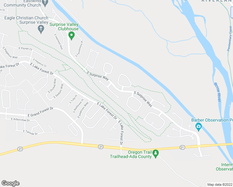 map of restaurants, bars, coffee shops, grocery stores, and more near 5892 South Horseshoe Place in Boise