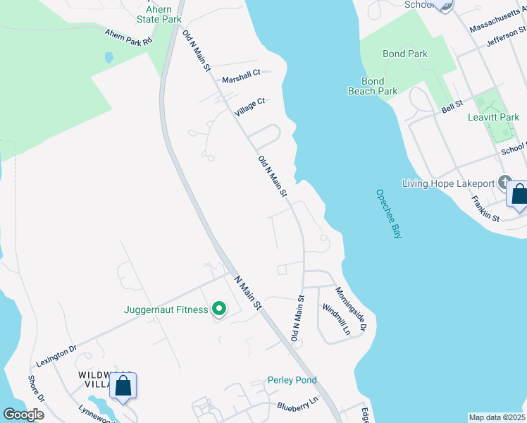 map of restaurants, bars, coffee shops, grocery stores, and more near 25 Leewood Drive in Laconia