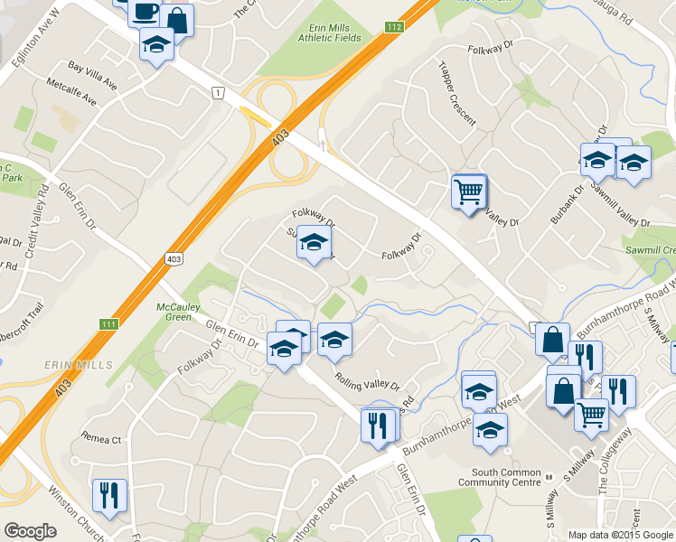 map of restaurants, bars, coffee shops, grocery stores, and more near 4129 Sunflower Drive in Mississauga