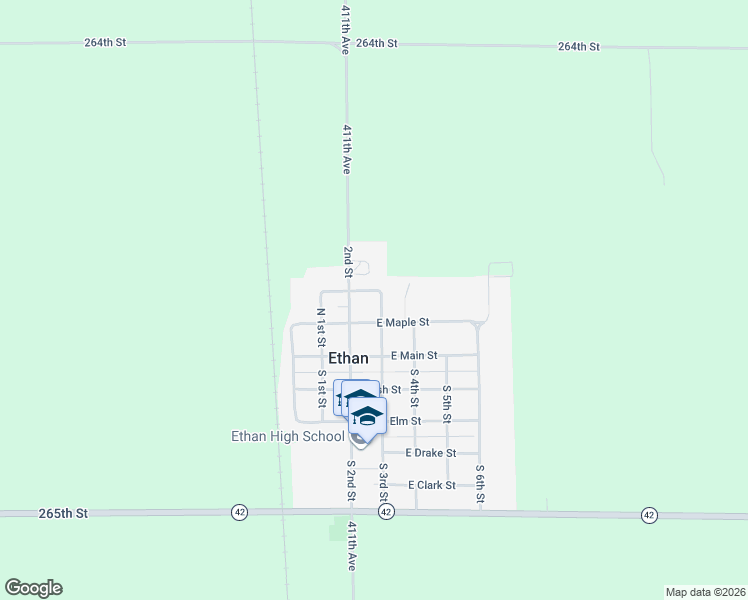 map of restaurants, bars, coffee shops, grocery stores, and more near 117 East Poplar Street in Ethan