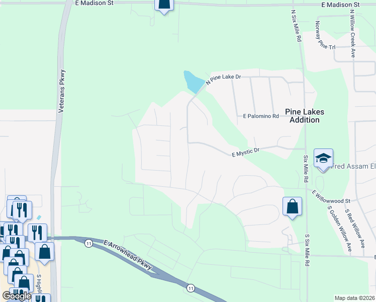 map of restaurants, bars, coffee shops, grocery stores, and more near 300 North Pine Lake Drive in Sioux Falls