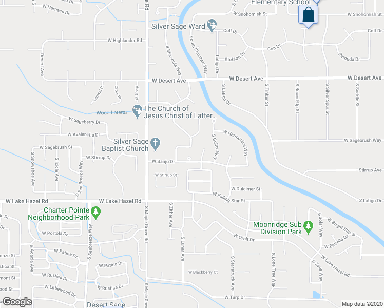 map of restaurants, bars, coffee shops, grocery stores, and more near 8672 West Banjo Drive in Boise