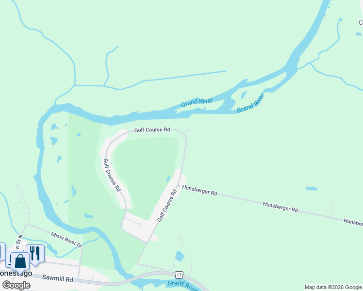 map of restaurants, bars, coffee shops, grocery stores, and more near 206 Golf Course Road in Conestogo