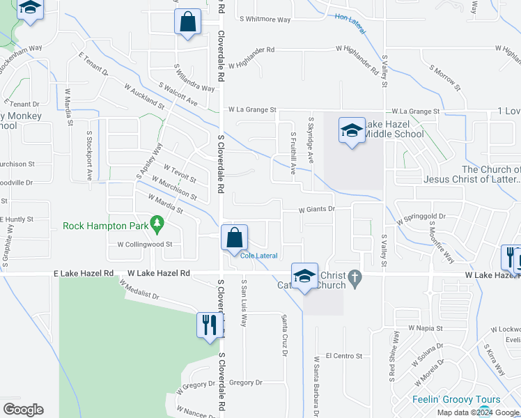 map of restaurants, bars, coffee shops, grocery stores, and more near 12011 West Honey Dew Drive in Boise